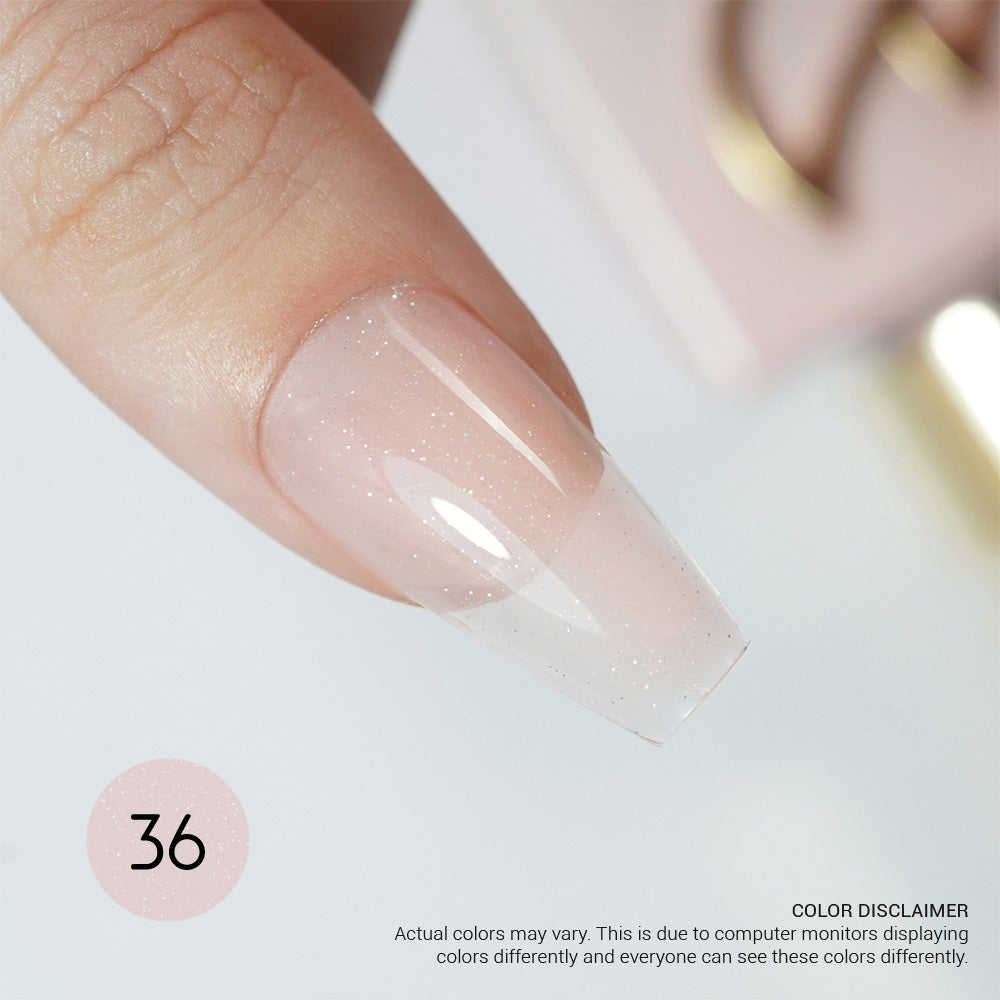 LAVIS Builder Gel B36 Bombshell in 15ml bottle, close-up of the gel polish bottle from the LAVIS Nail System collection