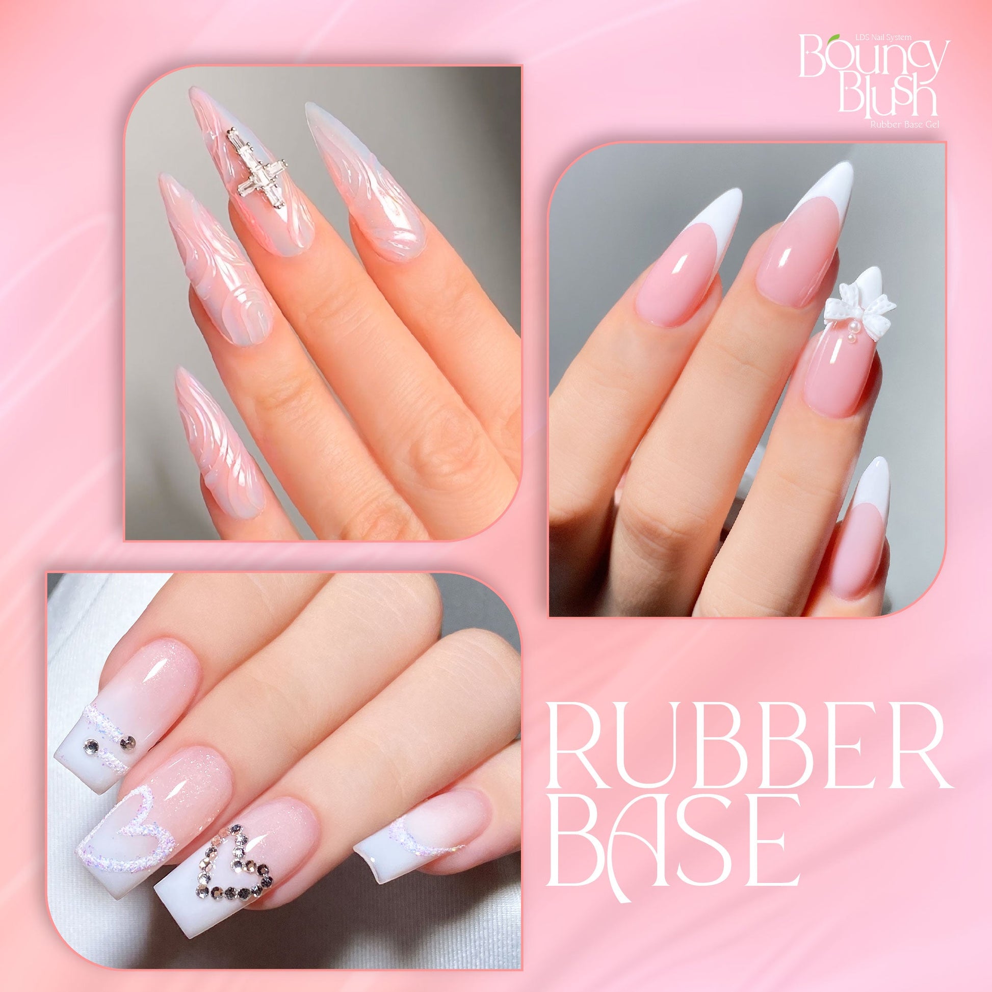 LAVIS Nail System LDS Rubber Base Gel Polish 15ml RB-02, clear rubber base coat for gel manicures, shown in a 15ml bottle