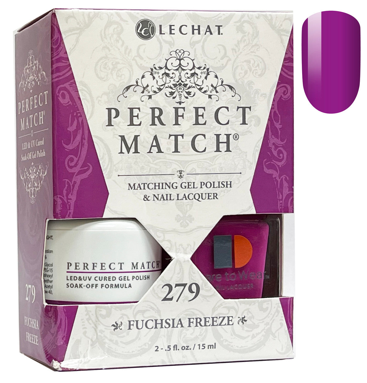 LeChat Perfect Match Gel + Matching Lacquer Fuchsia Freeze #279 (Clearance) - Universal Nail Supplies