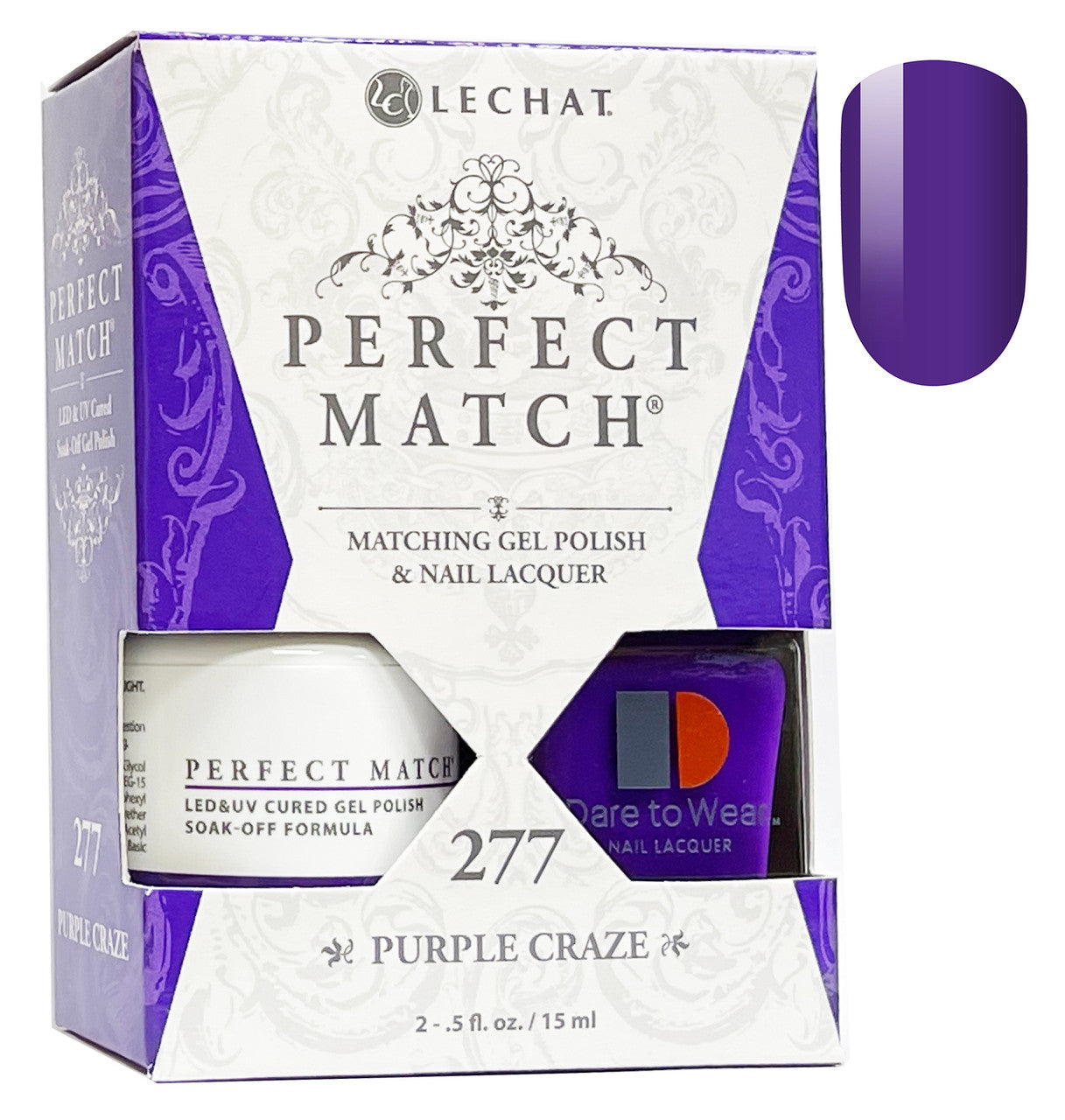 LeChat Perfect Match Gel + Matching Lacquer Purple Craze #277 (Clearance) - Universal Nail Supplies