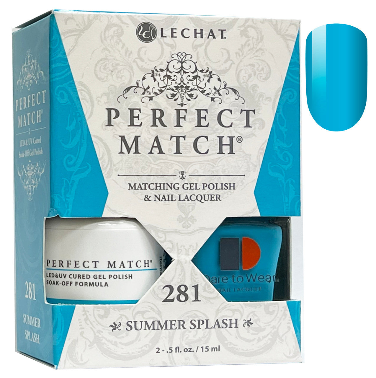 LeChat Perfect Match Gel + Matching Lacquer Summer Spash #281 (Clearance) - Universal Nail Supplies