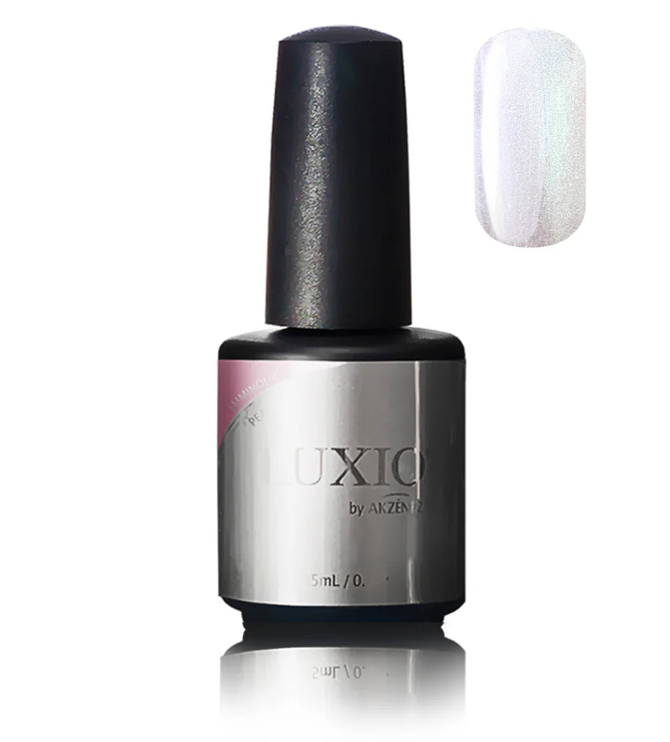 Luxio Luminous Pearl gel polish bottle with a soft, luminous pearl finish, showcasing the Luxio brand and elegant packaging.