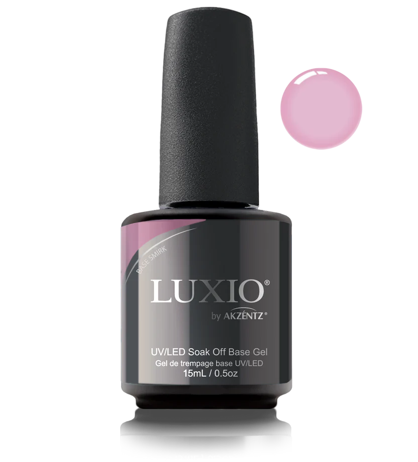 Luxio Naked Soak Off Base Gel in 15ml bottle, featuring a clear, smooth gel polish for nail prep and base application.