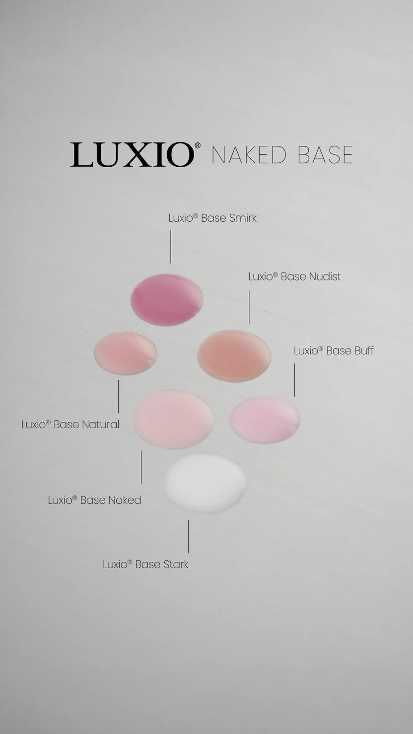 Luxio Naked Soak Off Base Gel Buff in 15ml bottle, TPO-free Luxio gel polish base coat for manicures and nail prep