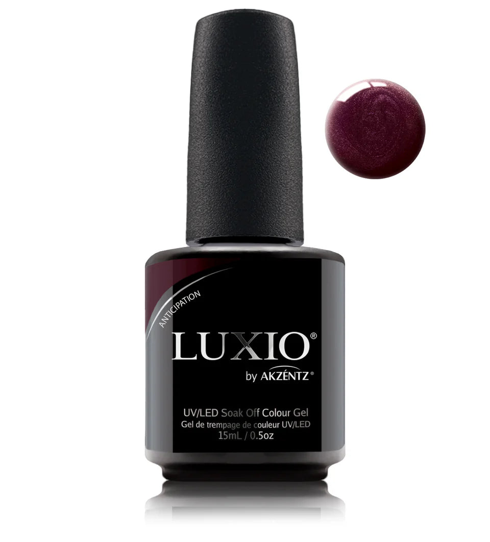 Luxio Luxio Soak-Off Gel Polish Anticipation with Sparkle in 15ml bottle, showcasing shimmering gel polish for nails