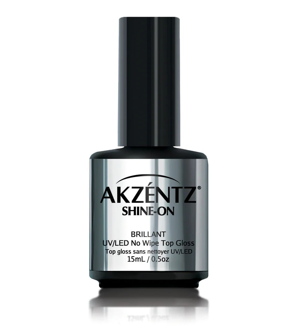 Luxio Shine-On Tack Free No Wipe Top Coat gel polish in 0.5oz with glossy finish, designed for Luxio gel nail polish.