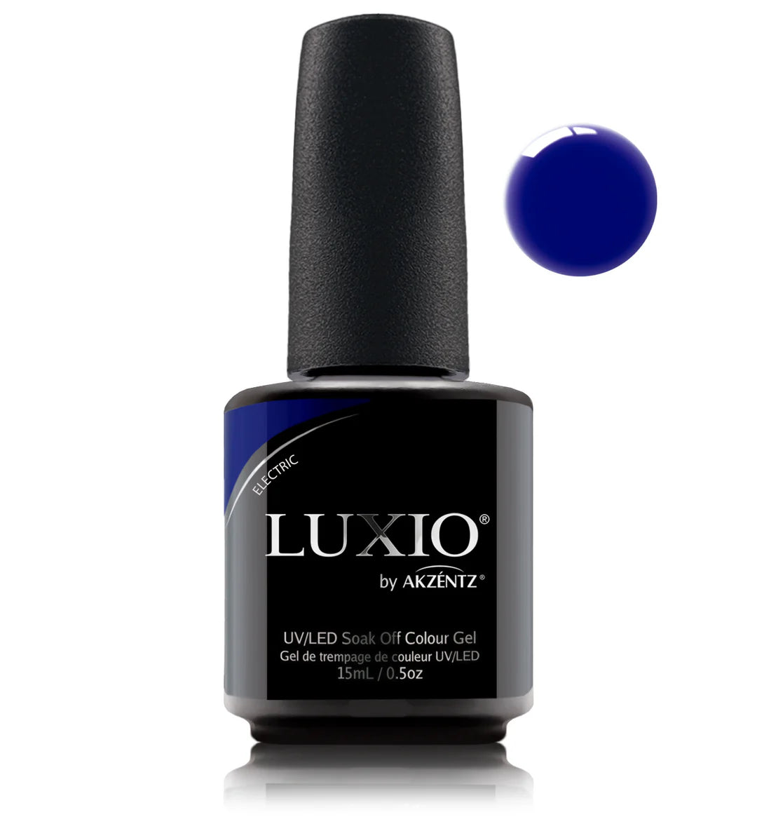 Luxio Gel Polish Electric Soak-Off Jelly in 15ml bottle, featuring vibrant gel polish with a sleek appliance in the image.