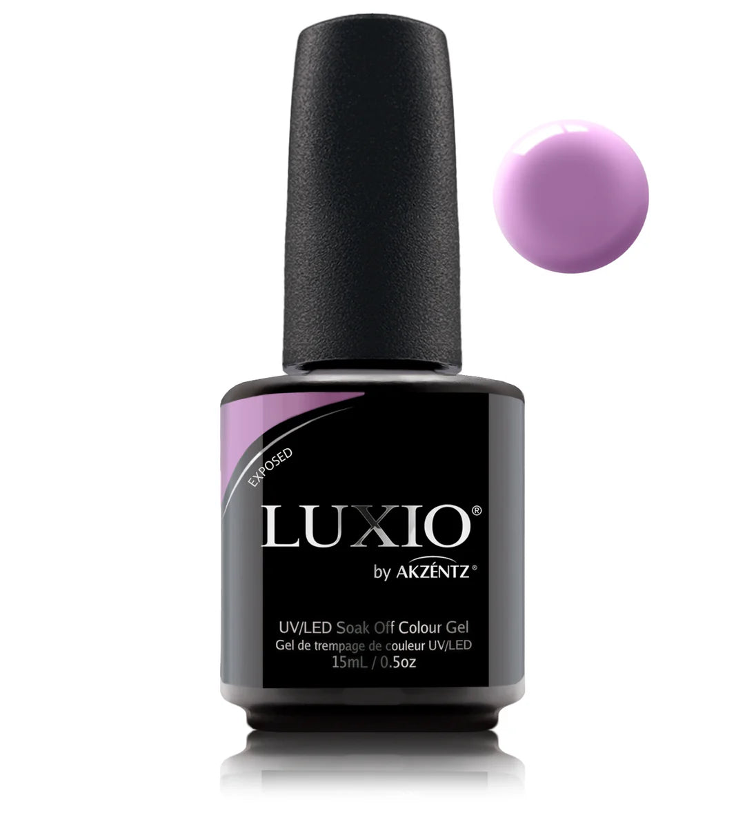 Luxio gel polish in exposed color, 15ml bottle, Luxio soak-off gel polish for manicures and pedicures.