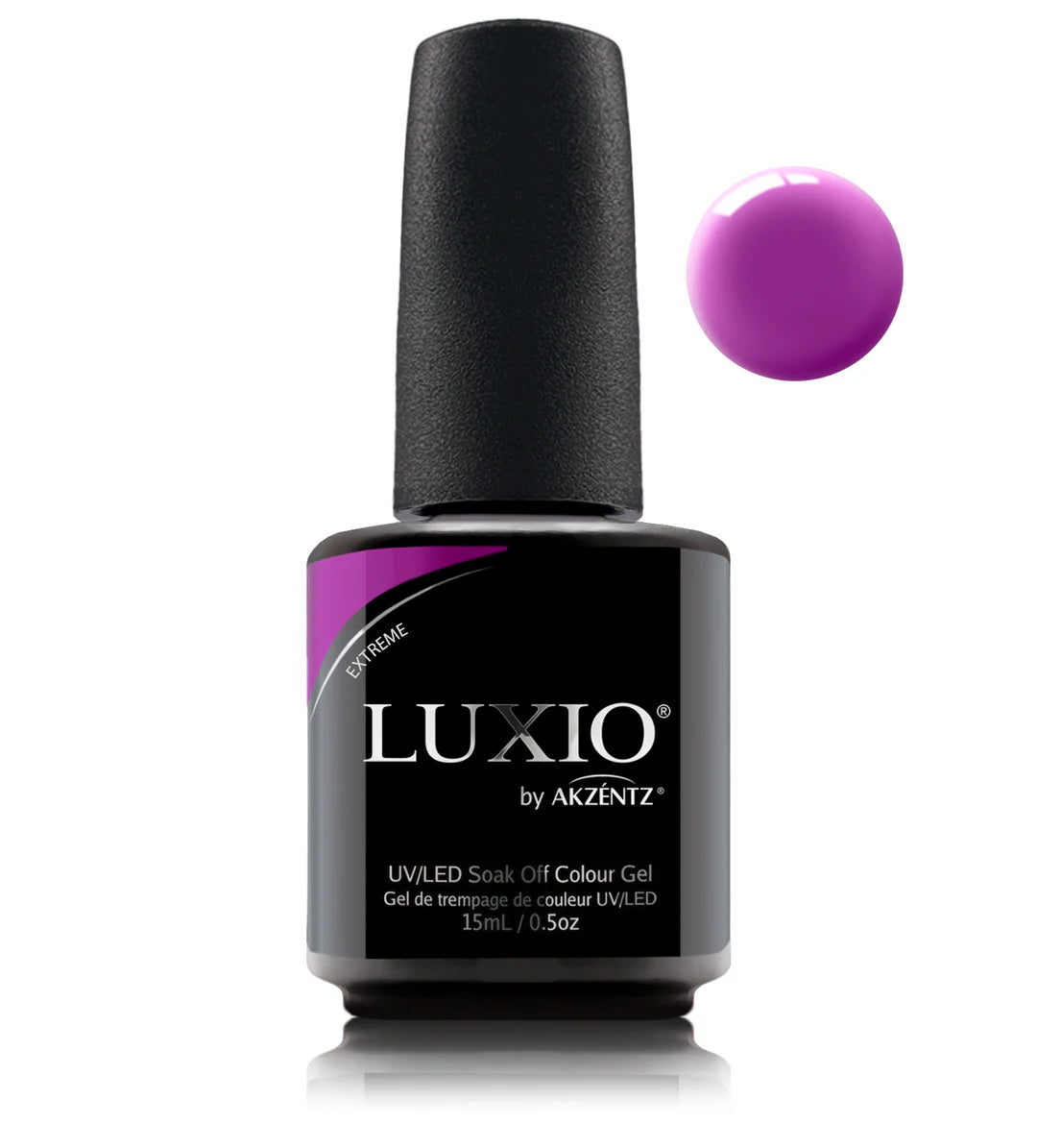 Luxio Luxio Soak-Off Gel Polish Extreme in Bright 15ml bottle, featuring vibrant gel polish for professional nail art and color.