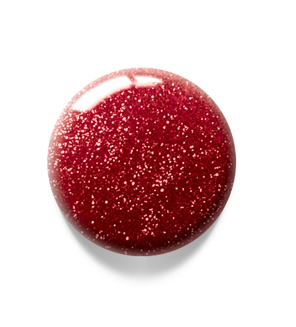Luxio Garnet soak-off gel polish with glitter, 15ml bottle, showcasing deep red color and sparkling finish.