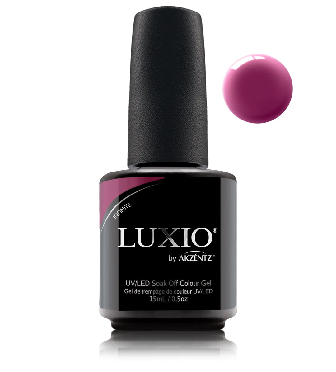 Luxio Soak-Off Gel Polish Infinite 15ml bottle, showcasing the sleek packaging of Luxio gel nail polish by Akzentz
