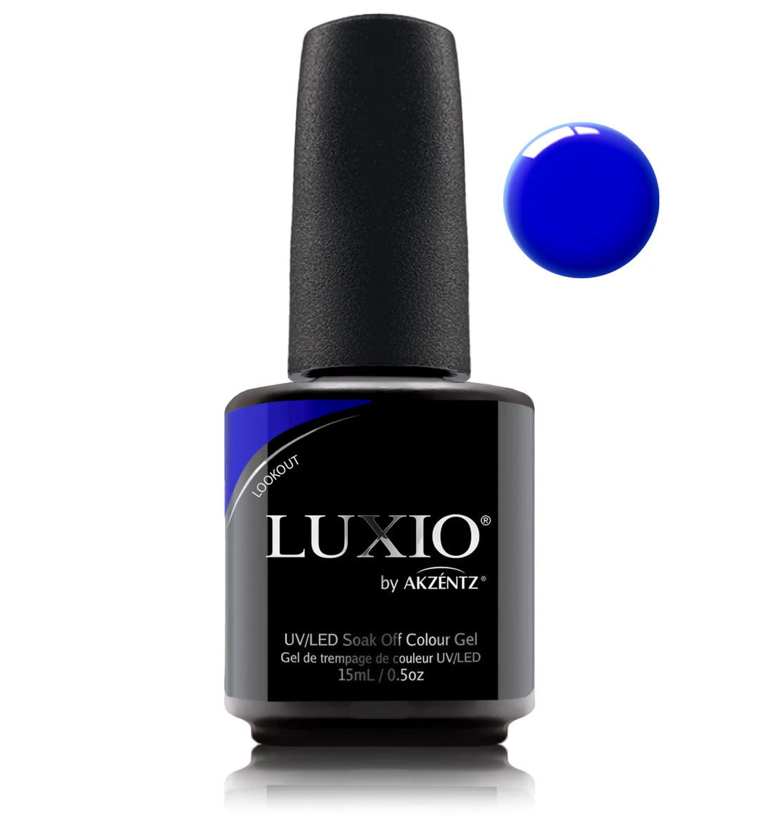 Luxio Soak-Off Gel Polish Lookout in 15ml bottle, showcasing vibrant, glossy gel polish with a smooth finish