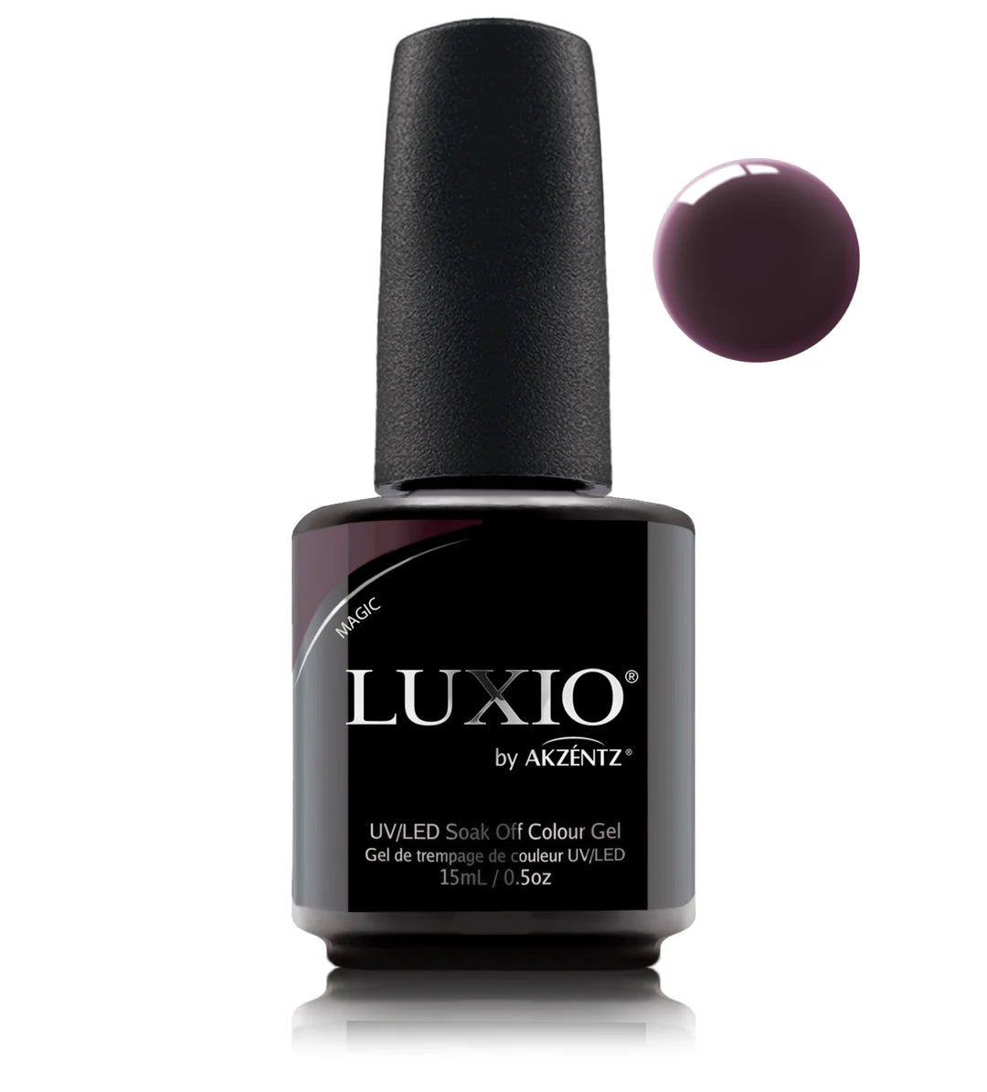 Luxio Soak-Off Gel Polish in Magic 15ml bottle, featuring a sleek design and vibrant gel color for professional nail art.
