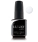 Luxio soak-off gel polish in Polar White, 15ml bottle, featuring a smooth, glossy finish and elegant packaging.