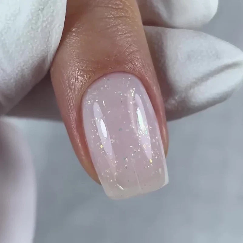 Luxio Soak-Off Gel Polish Promise with glitter in 15ml bottle, showcasing shiny, sparkly gel polish by Luxio.
