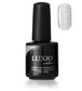Luxio Soak-Off Gel Polish in Silver Glitter, 15ml, showcasing a sparkly, metallic nail polish with glitter particles.
