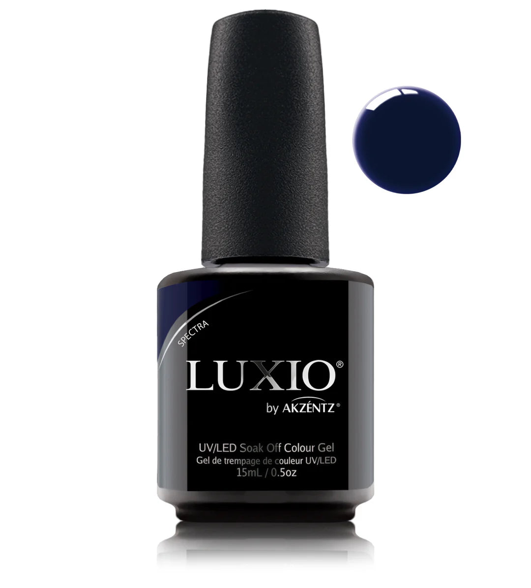 Luxio Soak-Off Gel Polish Spectra in 15ml bottle, vibrant gel nail polish by Luxio with a sleek packaging design