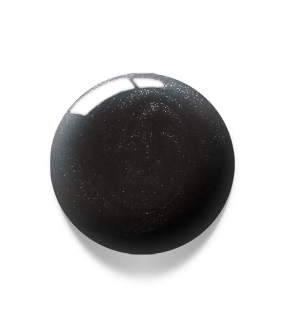 Luxio Soak-Off Gel Polish in Storm shimmer, 15ml bottle, showcasing deep gray with subtle shimmer finish.