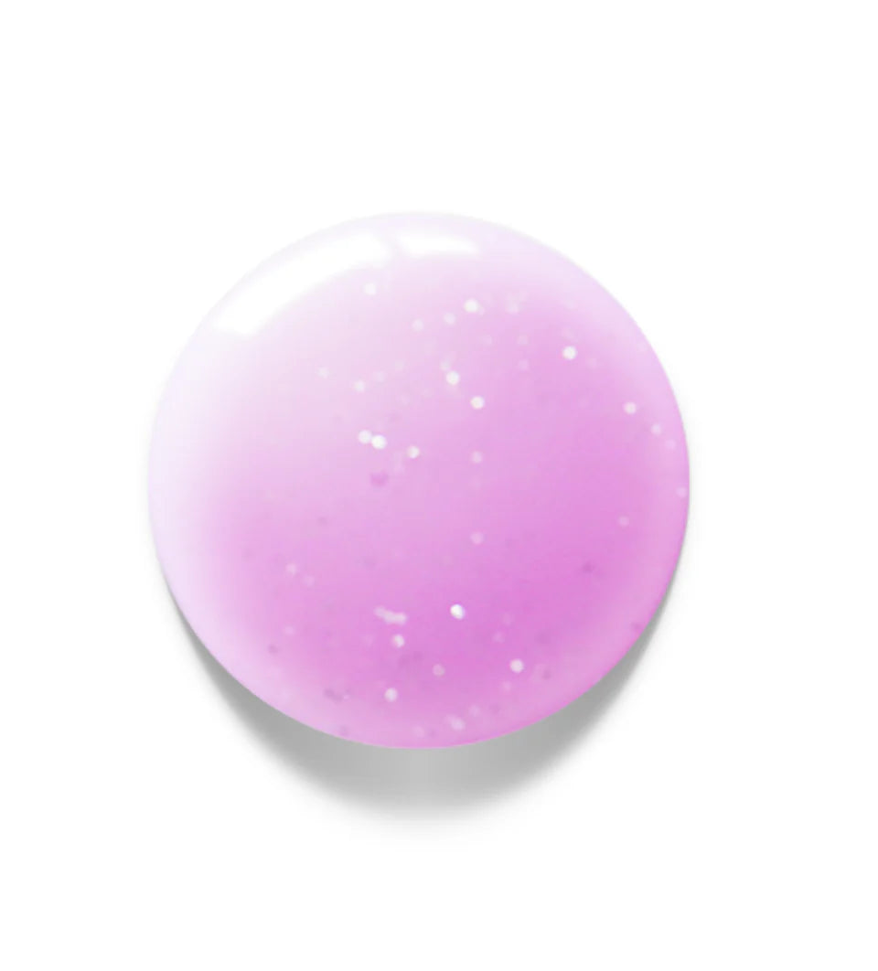 Luxio UV/LED soak off build gel in Tulle Shadow with sparkles, 15ml bottle, suitable for nail extension and enhancement.
