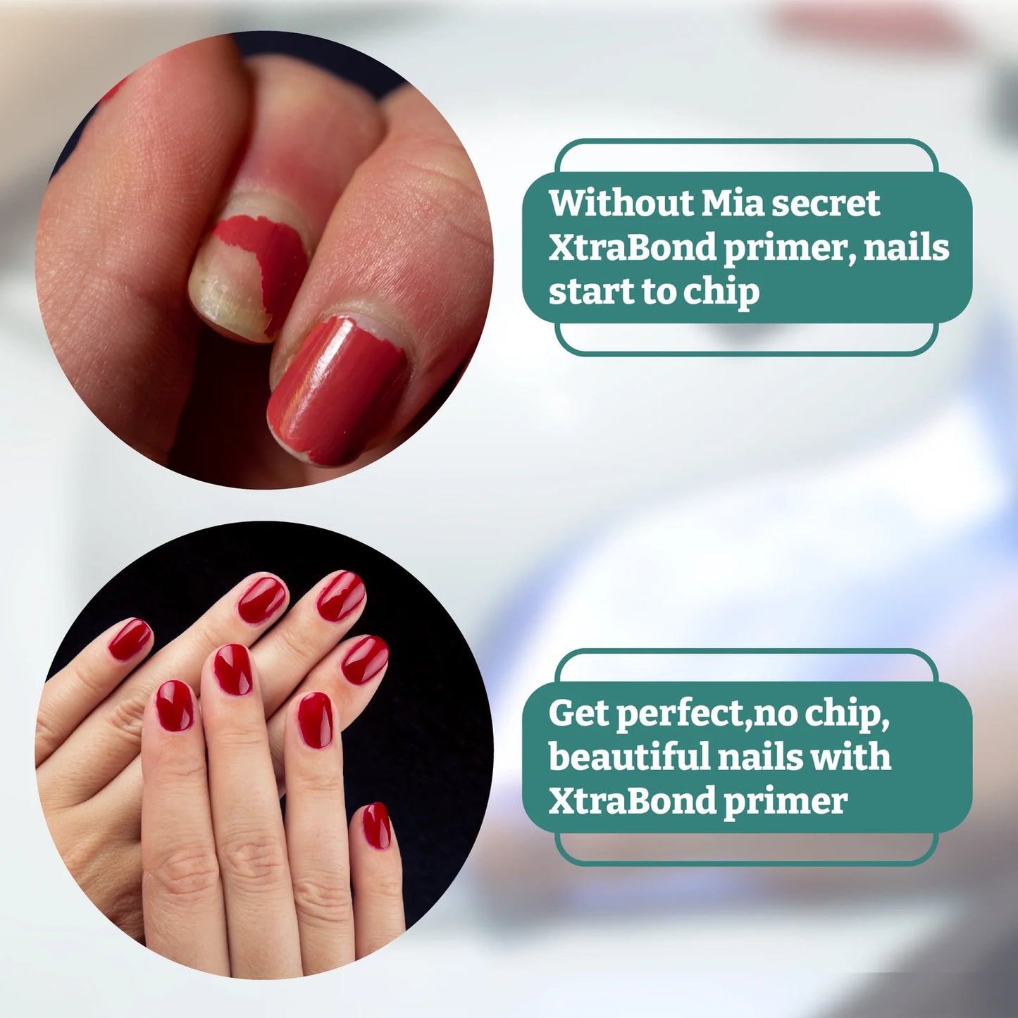 Seche Mia Secret XtraBond acid-free primer bottle for nail polish, 0.5 oz (15 mL), with a clear liquid inside.