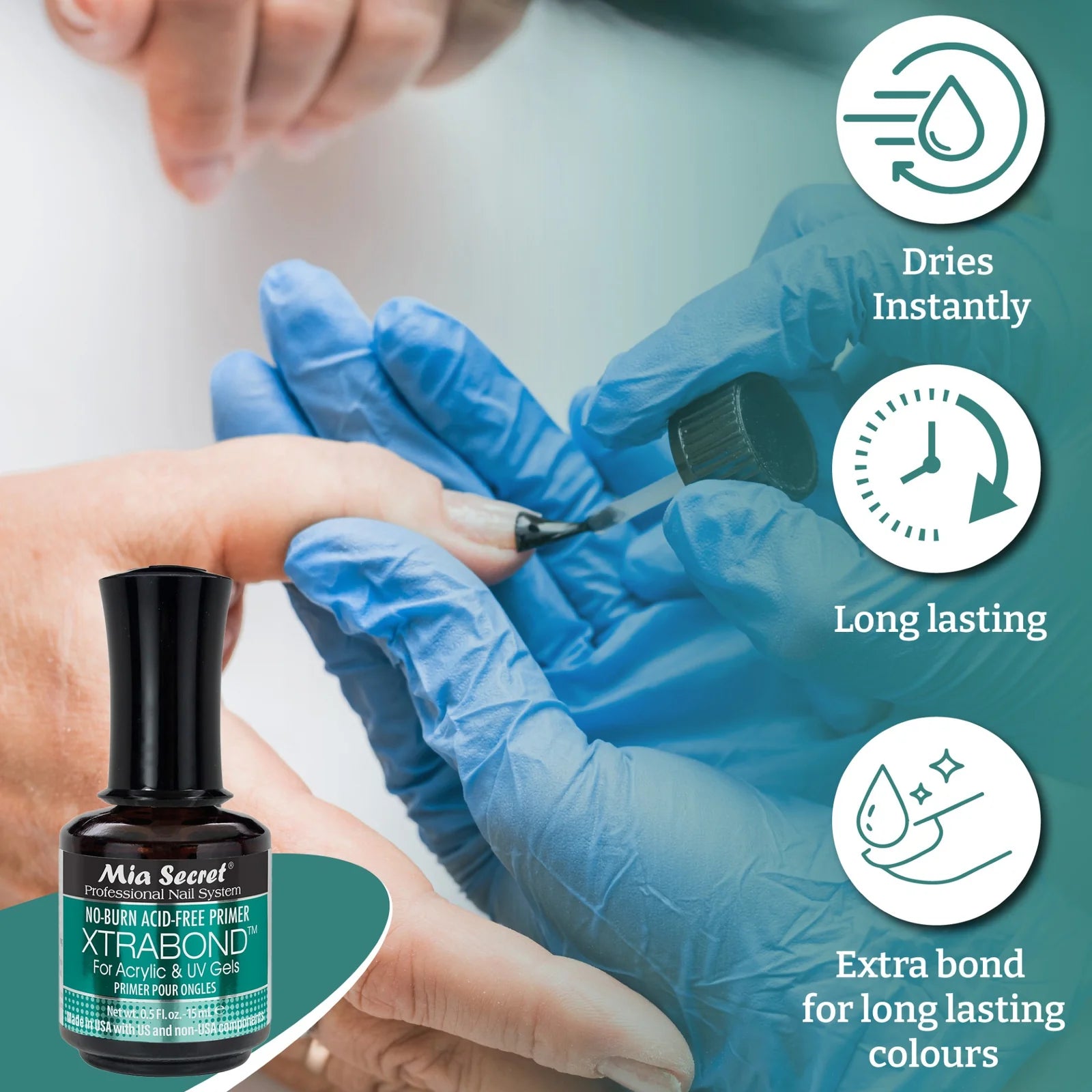 Thumbnail of Seche Mia Secret XtraBond Acid Free Primer 0.5 oz nail prep product bottle with label and packaging.