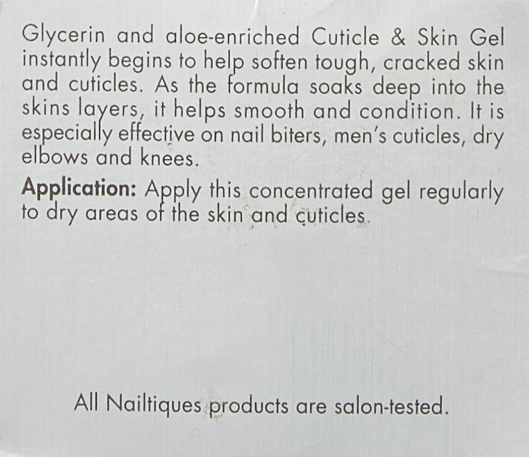 Nailtiques Cuticle and Skin Gel in 1-ounce container, clear gel for nourishing cuticles and skin care, displayed in the image.