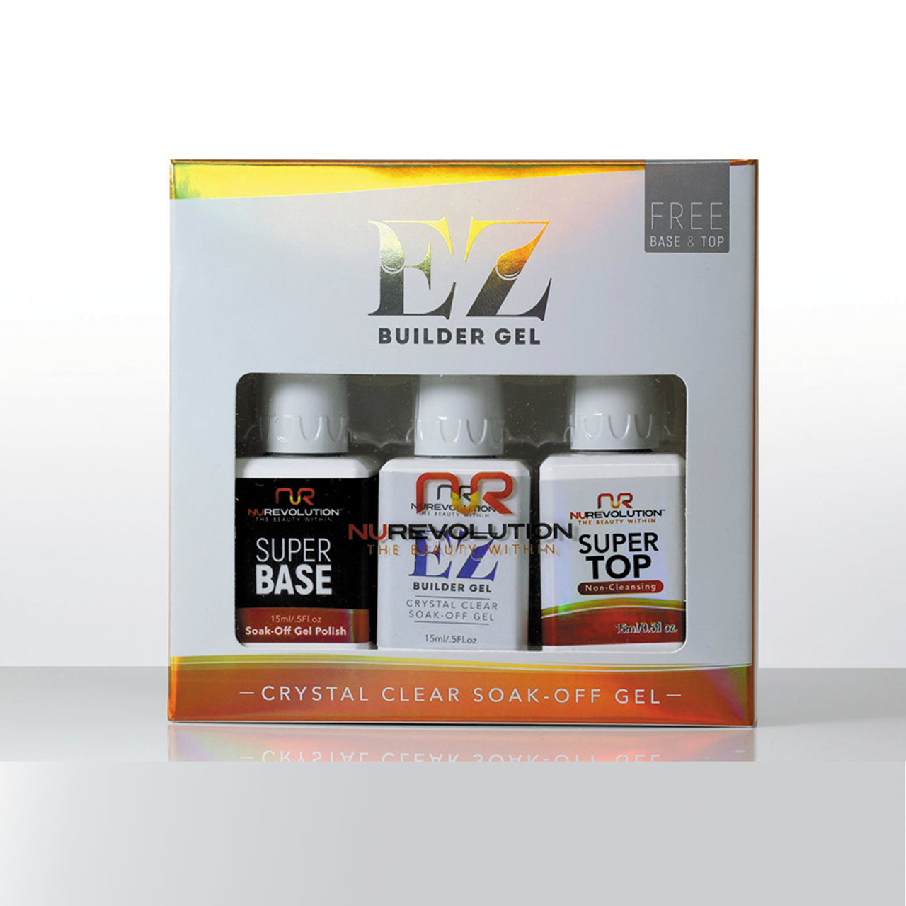 NuRevolution EZ Builder Gel Kit Duo Super Base, Top + Builder .5oz - Universal Nail Supplies