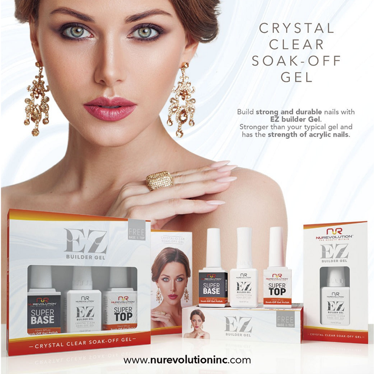 NuRevolution EZ Builder Gel Kit Duo Super Base, Top + Builder .5oz - Universal Nail Supplies