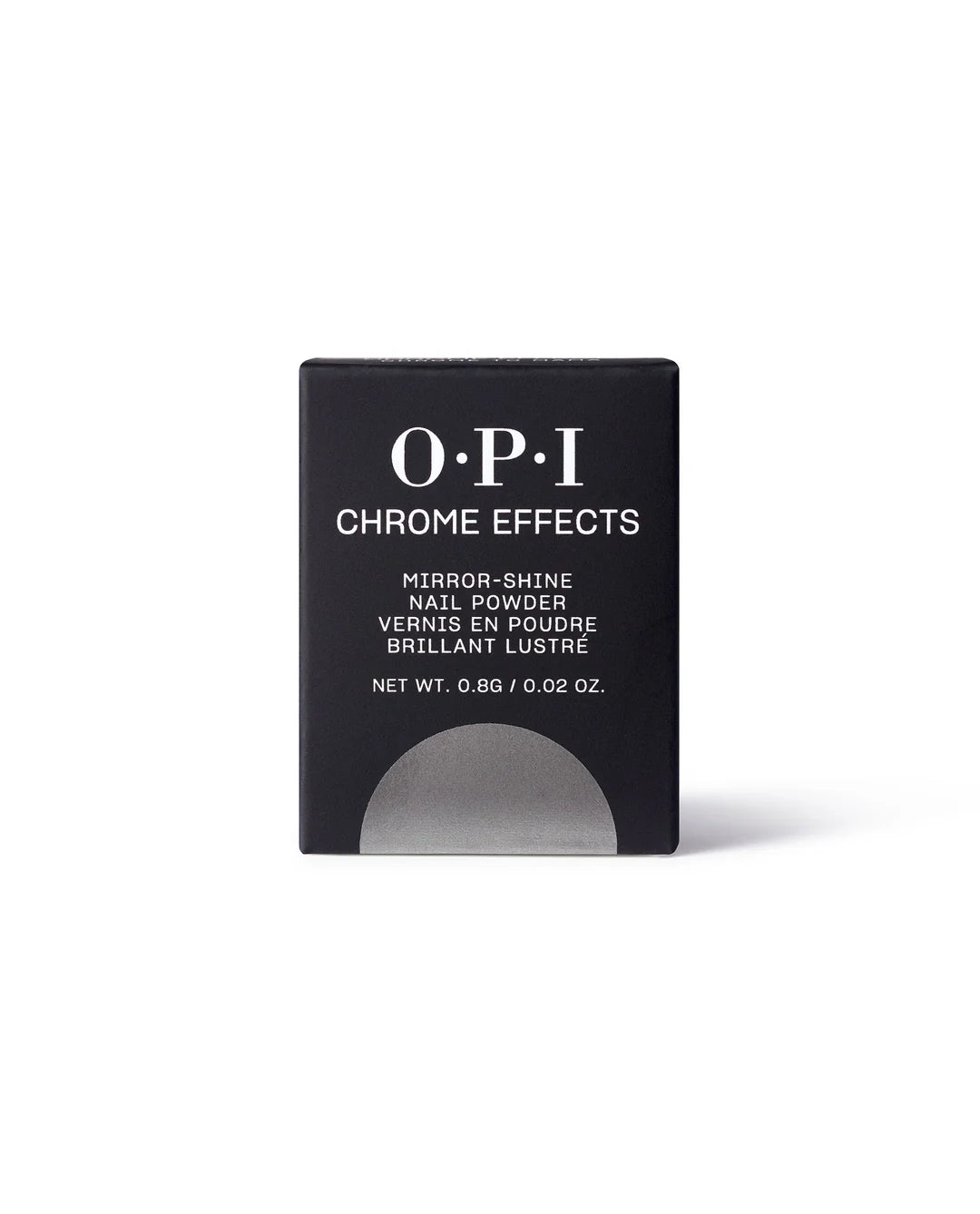 OPI Chrome Powder Chrome to Mama 0.3 oz. nail color in a sleek container, showcasing the shimmering chrome nail powder.