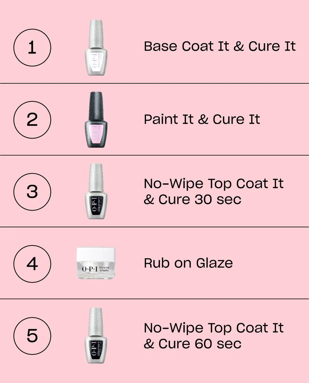 OPI Chrome Powder Pearl for nail art, showing a shiny, metallic pearl-colored nail powder in a small 0.3 oz container.