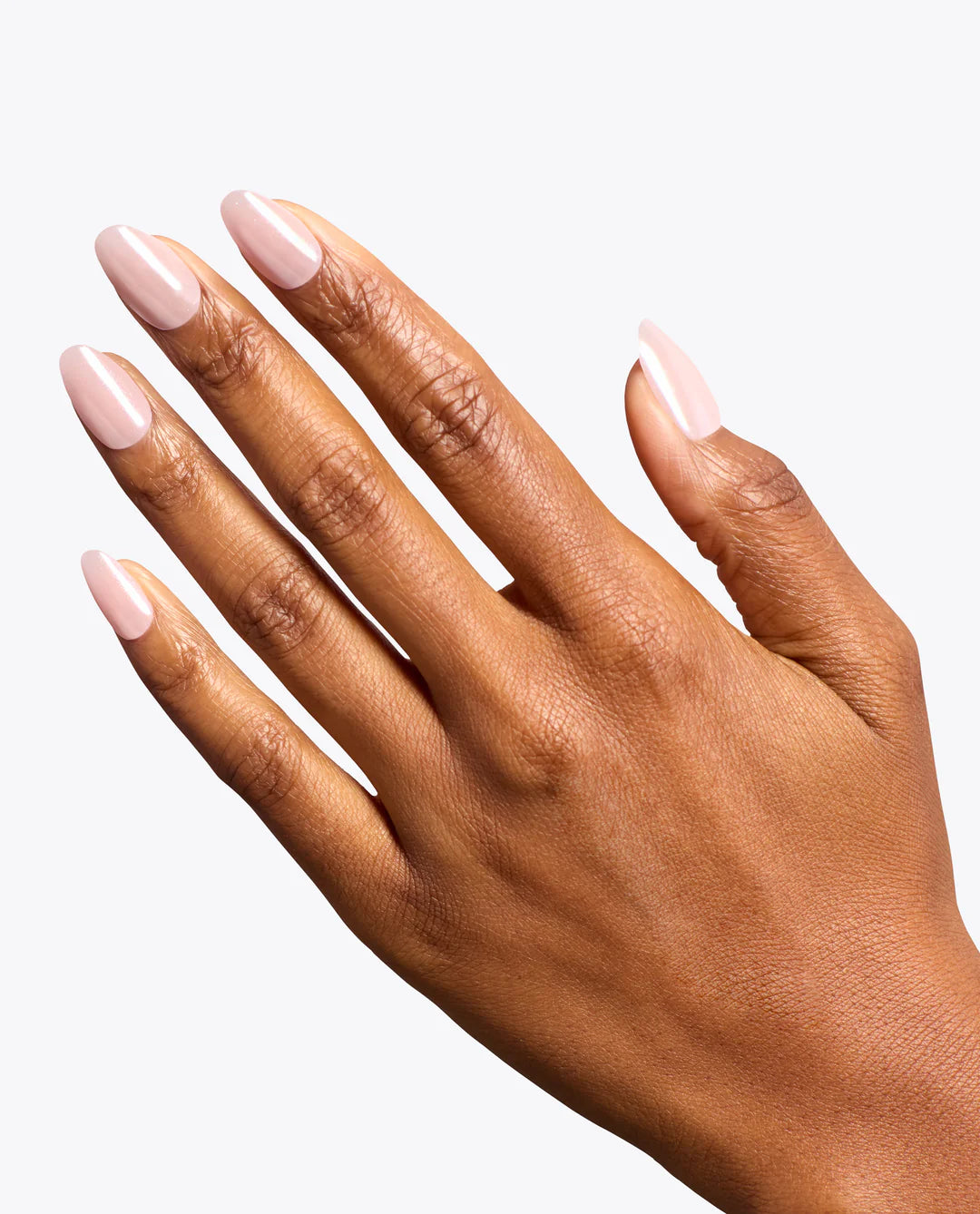 OPI Chrome Powder Tin Man Can Glaze over Baby Take a Vow manicure, showcasing metallic powder nail color in 0.3 oz container.