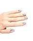 OPI GelColor and matching lacquer Chrome Clawz F024 nail set with shiny chrome finish on natural nails, close-up view of manicured fingers