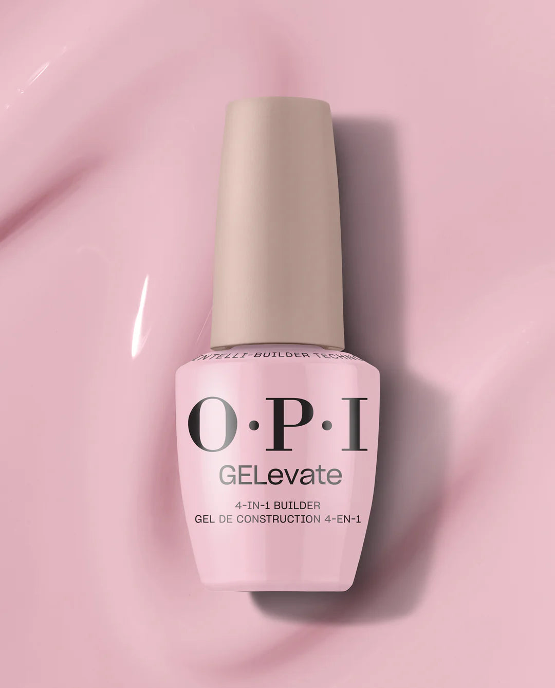 Opi GELevate Builder Gel 4Get Me Not in 0.5oz jar, natural nail enhancement product with pink-tinted gel for professional manicures