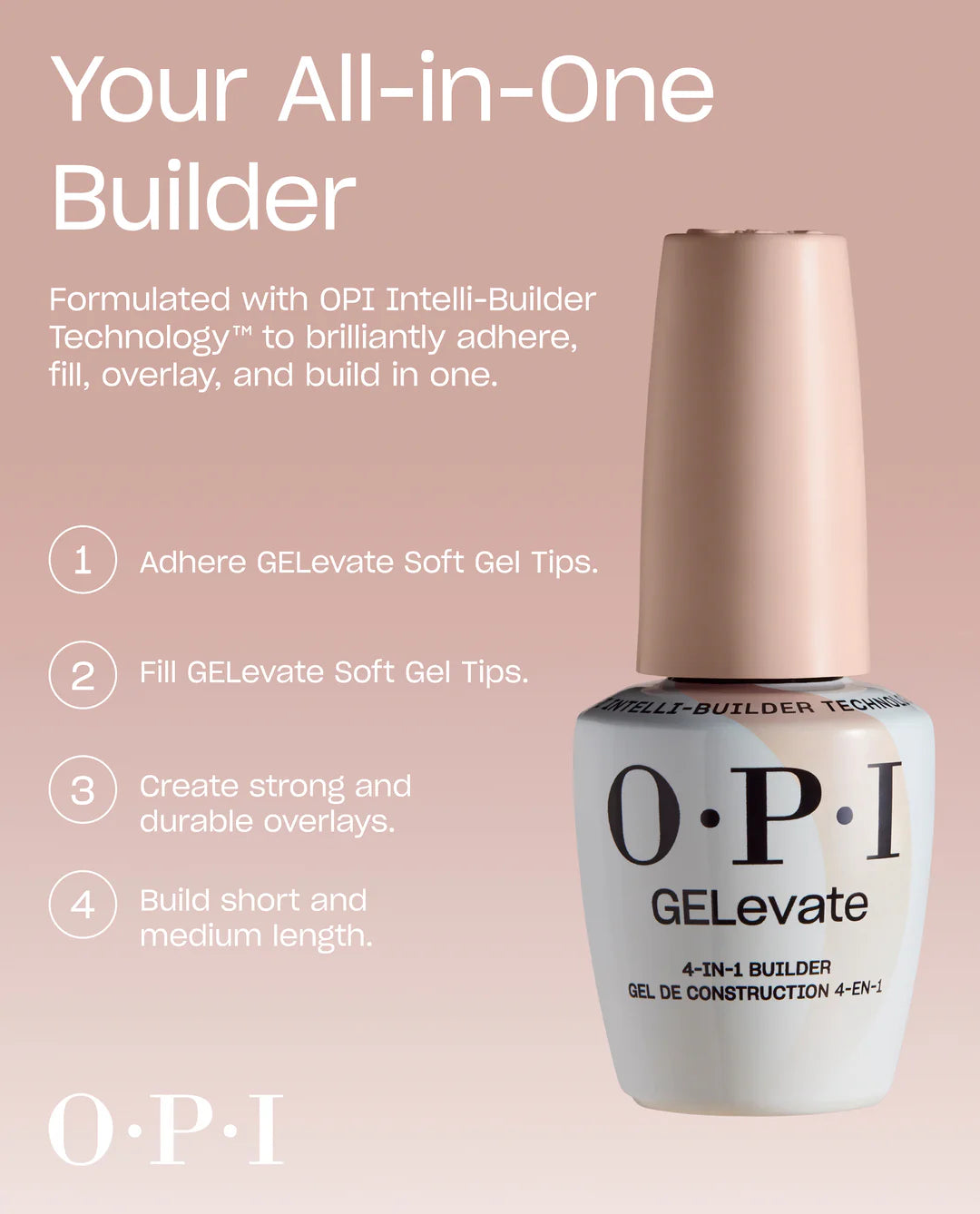 Opi GELevate Builder Gel OPI'm Flawless in 0.5oz jar, professional nail enhancement product with clear packaging.