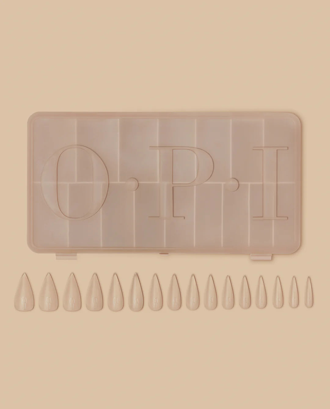 Clear Opi GELevate™ Soft Gel Tips in stiletto shape displayed in a box, designed for professional nail enhancements.