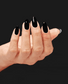 OPI Infinite Shine Black Onyx nail polish bottle with black cap, showcasing sleek black color and glossy finish.