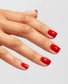 OPI Infinite Shine Gloss Top Coat applied on a manicured nail with a shiny, smooth finish in a professional nail polish image.