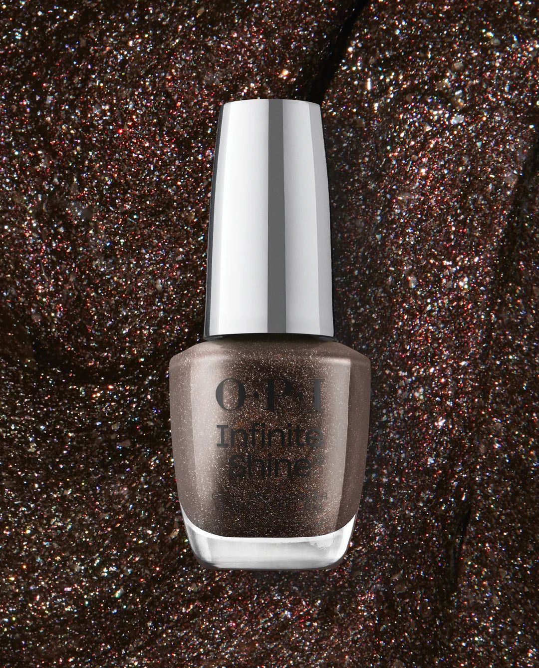 OPI Infinite Shine My Private Jet ISL B59 long-lasting nail polish in a sleek dark gray shade with a glossy finish.