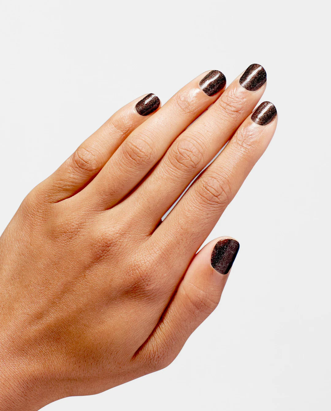 OPI Infinite Shine My Private Jet nail polish shown on nails with a glossy dark gray finish.
