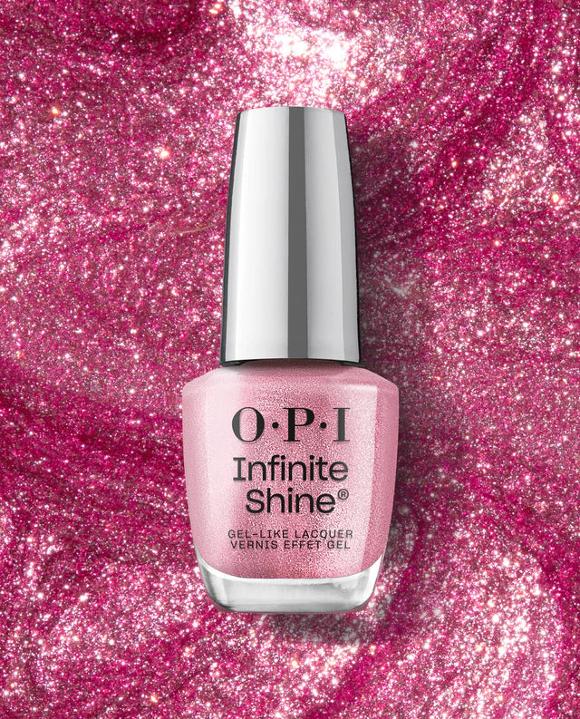 OPI Infinite Shine long-lasting nail polish in the Shined, Sealed, Delivered ISL102 shade, shown in a sleek bottle with a glossy finish.