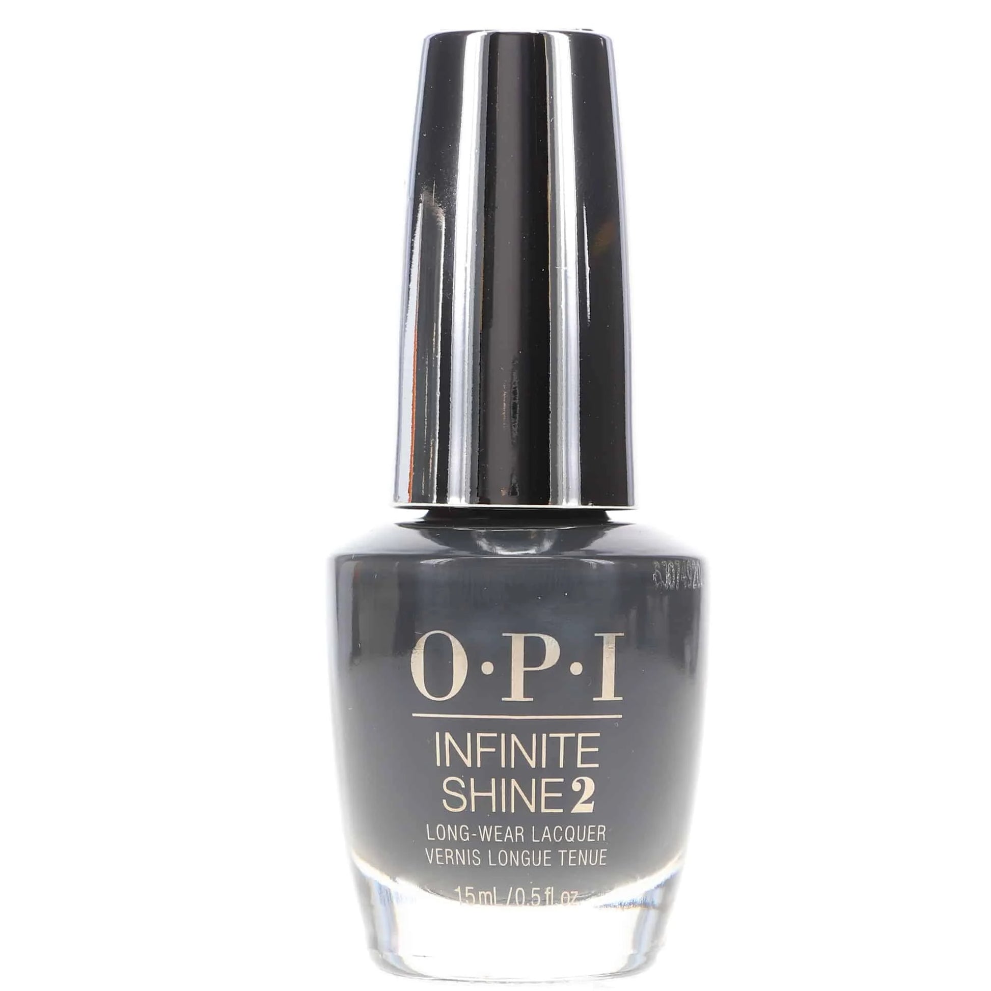 OPI Infinite Shine Strong Coal-ition IS L26 nail polish bottle with black cap and label, displayed on a plain background.