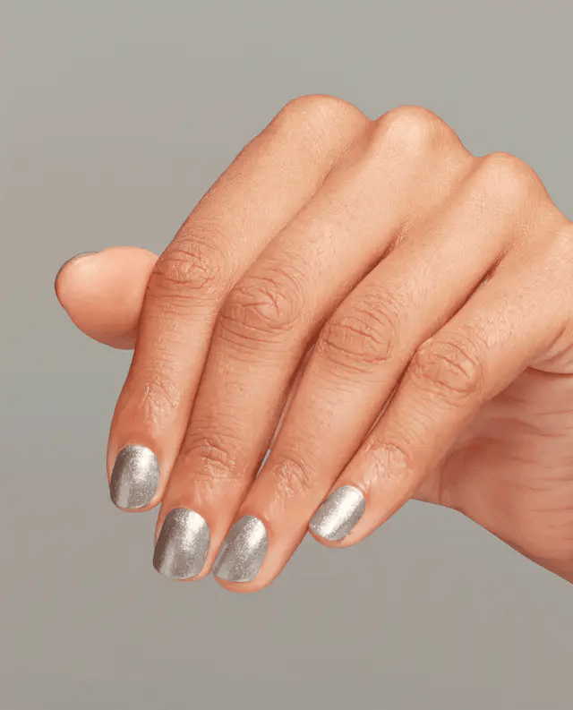 OPI Infinite Shine Work From Chrome ISL107 nail polish bottle with metallic chrome finish and vibrant color.