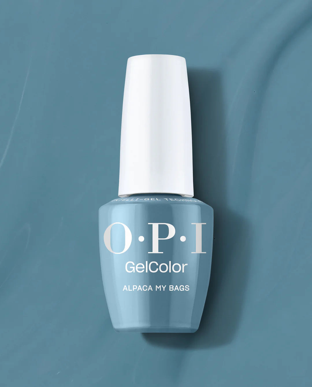 OPI Intelli GelColor Alpaca My Bag GCP33 gel nail polish in soft beige with a smooth finish, displayed in a close-up image.