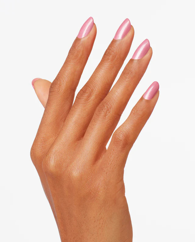 Opi Intelli GelColor Aphrodite's Pink Nightie gel nail polish in a soft pink shade, displayed on a manicured hand.