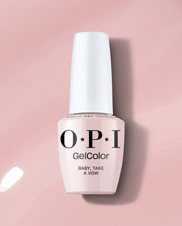 OPI Intelli GelColor Baby Take A Vow gel nail polish bottle, vibrant pink gel nail polish for manicures and nail art.
