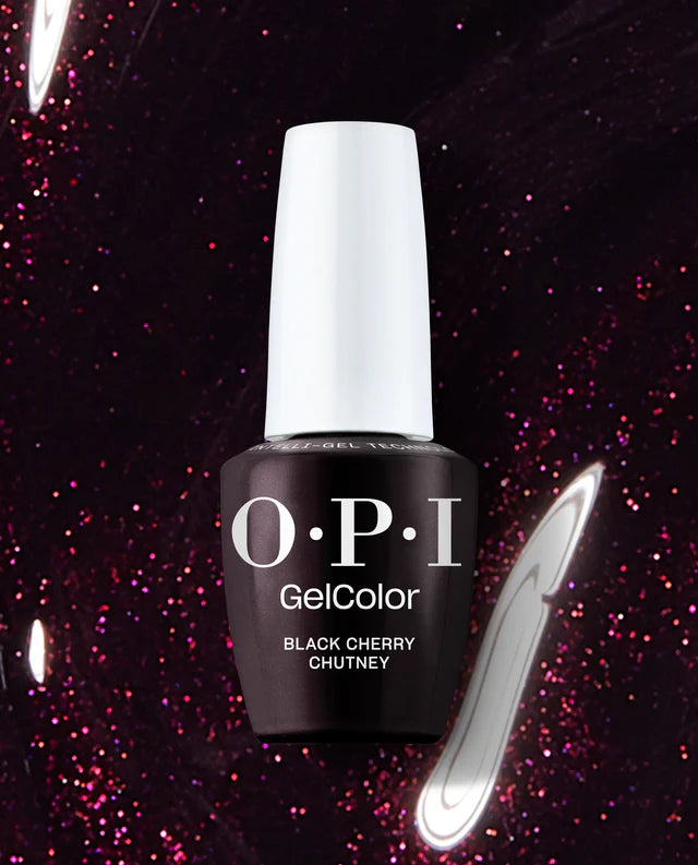 OPI Intelli GelColor Black Cherry Chutney gel nail polish in a rich, deep burgundy shade with a glossy finish.