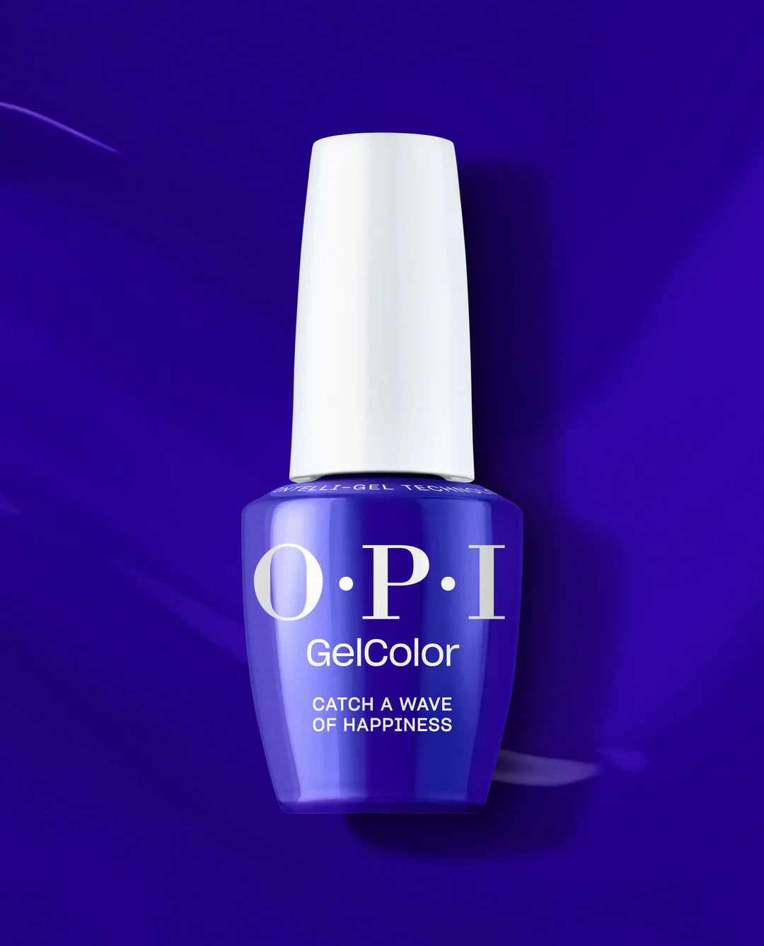 OPI Intelli GelColor Catch a Wave of Happiness gel nail polish in vibrant blue with a glossy finish