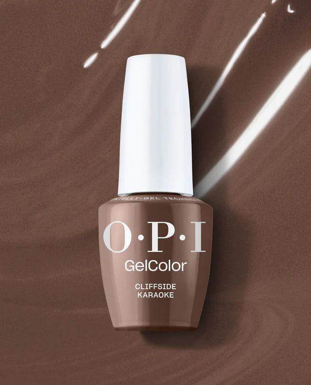 OPI Intelli GelColor Cliffside Karaoke gel nail polish in vibrant blue shade, with smooth, glossy finish and bottle display.