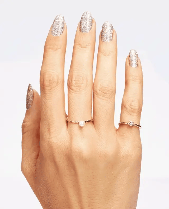 Opi Intelli GelColor Halo There! gel nail polish on a hand, showcasing a shiny, vibrant gel nail finish.