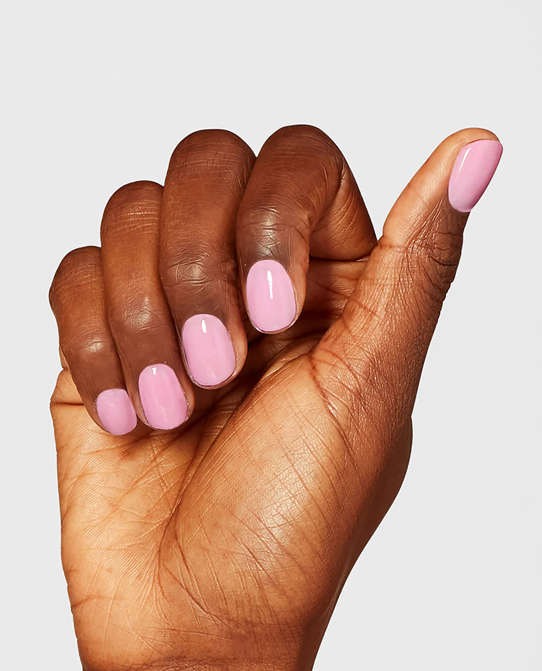 OPI Intelli GelColor Lucky Lucky Lavender gel nail polish on neatly manicured nails in a vibrant lavender shade.